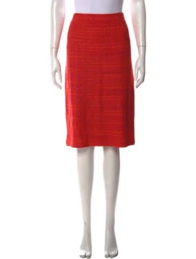Pre-owned St. John Couture Tweed Pattern Midi Length Skirt In Red