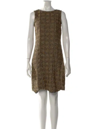 Pre-owned St. John Couture Tweed Pattern Mini Dress In Neutral