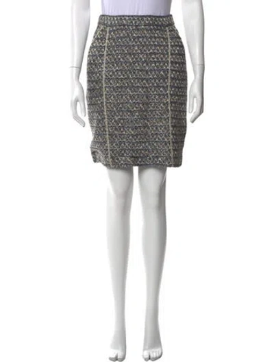 Pre-owned St. John Couture Tweed Pattern Mini Skirt In Blue