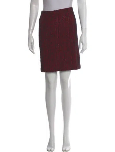 Pre-owned St. John Couture Tweed Pattern Mini Skirt In Red