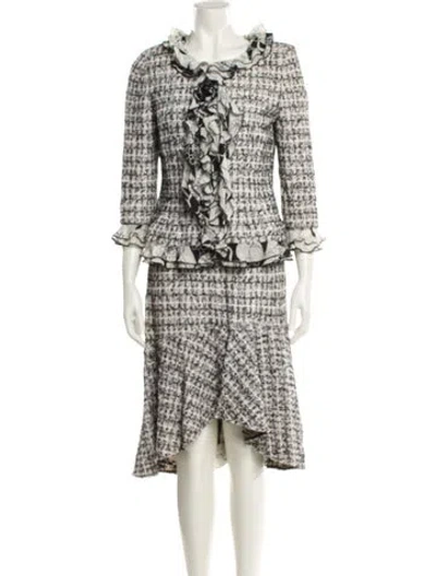 Pre-owned St. John Couture Tweed Pattern Skirt Set In Black