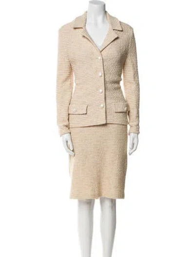 Pre-owned St. John Couture Tweed Pattern Skirt Set In Neutral