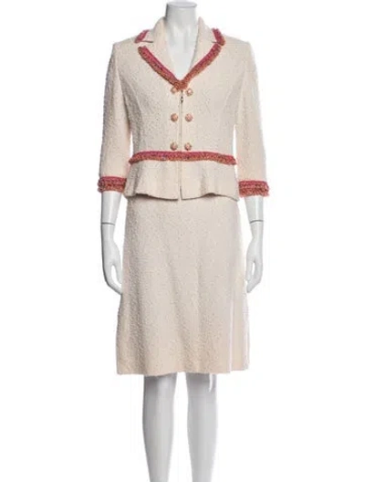 Pre-owned St. John Couture Tweed Pattern Skirt Suit In Neutral