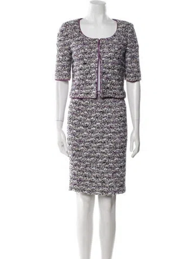 Pre-owned St. John Couture Tweed Printed Skirt Set In Black