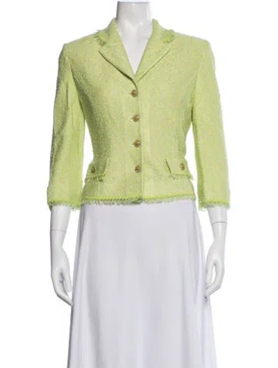 Pre-owned St. John Couture Tweed Tweed Pattern Blazer In Green