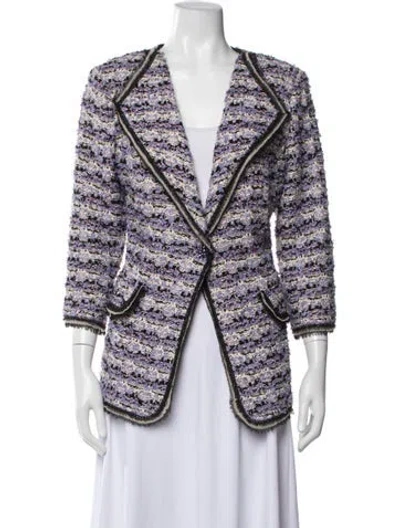 Pre-owned St. John Couture Tweed Tweed Pattern Blazer In Purple
