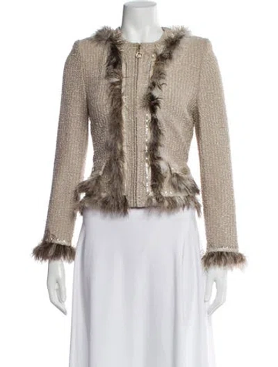 Pre-owned St. John Couture Tweed Tweed Pattern Evening Jacket In Neutral