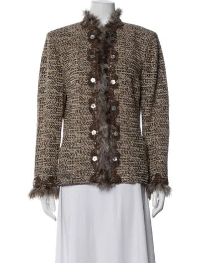 Pre-owned St. John Couture Tweed Tweed Pattern Jacket In Neutrals