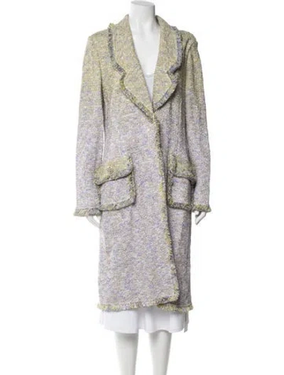 Pre-owned St. John Couture Tweed Tweed Pattern Trench Coat In Multi