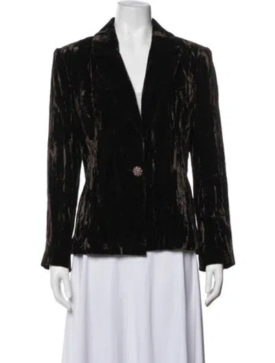 Pre-owned St. John Couture Velour Patterned Blazer In Black