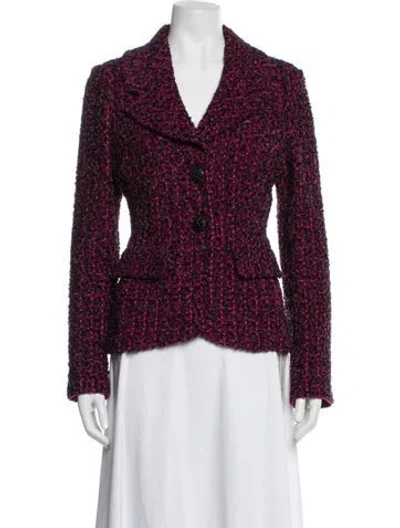 Pre-owned St. John Couture Vintage Tweed Pattern Blazer In Purple