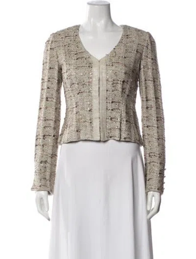 Pre-owned St. John Couture Vintage Tweed Pattern Jacket W/ Tags In Neutrals