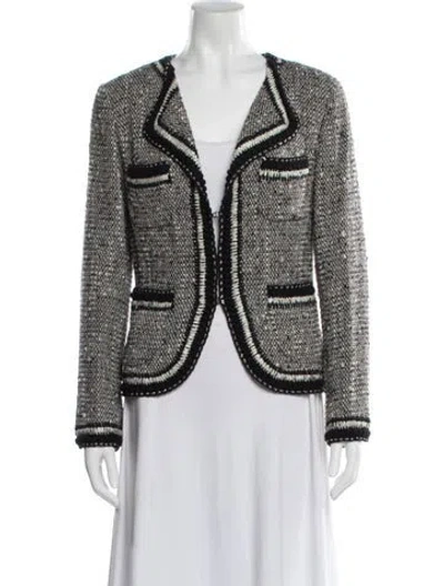 Pre-owned St. John Couture Virgin Wool Tweed Pattern Jacket In Neutral