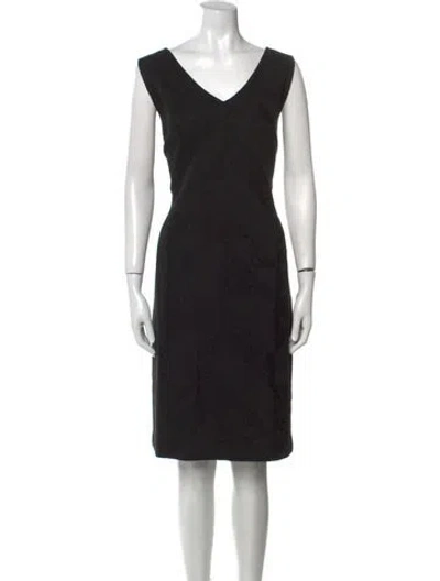 Pre-owned St. John Couture V-neck Knee-length Dress In Black