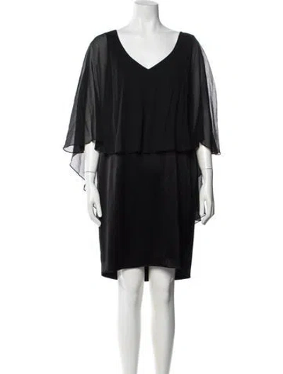 Pre-owned St. John Couture V-neck Knee-length Dress In Black