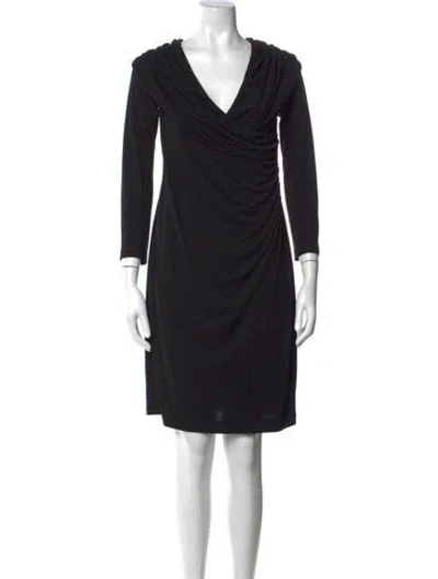 Pre-owned St. John Couture V-neck Knee-length Dress In Black