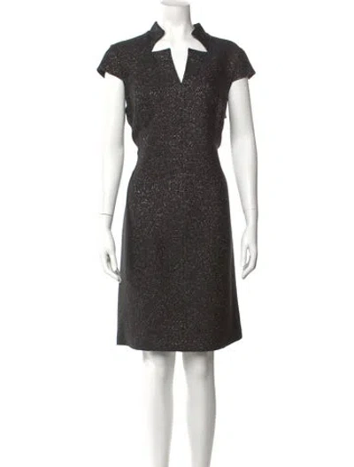 Pre-owned St. John Couture V-neck Knee-length Dress In Black