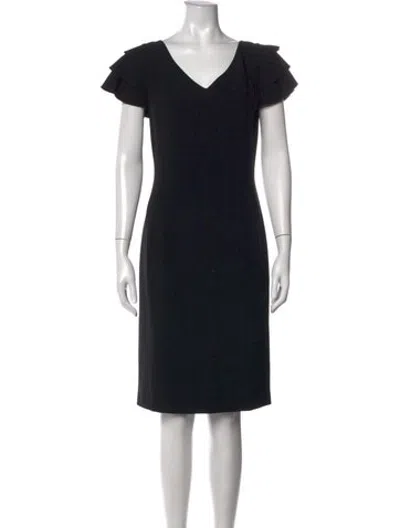 Pre-owned St. John Couture V-neck Knee-length Dress In Black