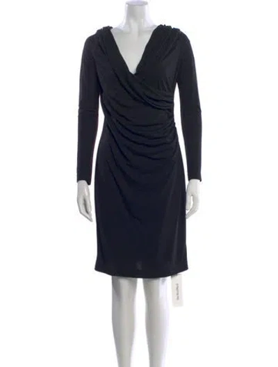Pre-owned St. John Couture V-neck Knee-length Dress In Blue