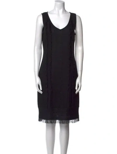 Pre-owned St. John Couture V-neck Knee-length Dress In Multi