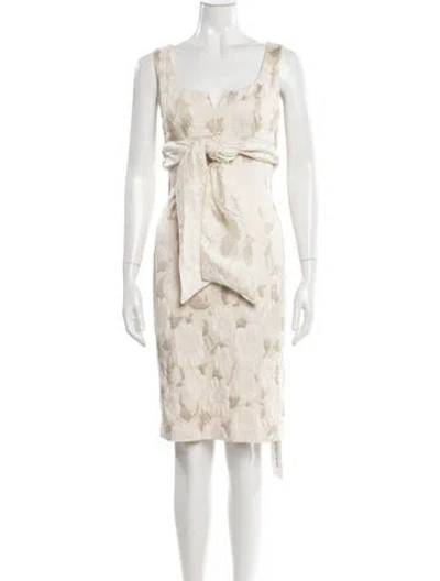 Pre-owned St. John Couture V-neck Knee-length Dress In Multi