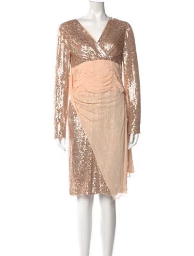 Pre-owned St. John Couture V-neck Knee-length Dress In Multi