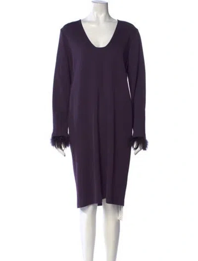 Pre-owned St. John Couture V-neck Knee-length Dress In Purple