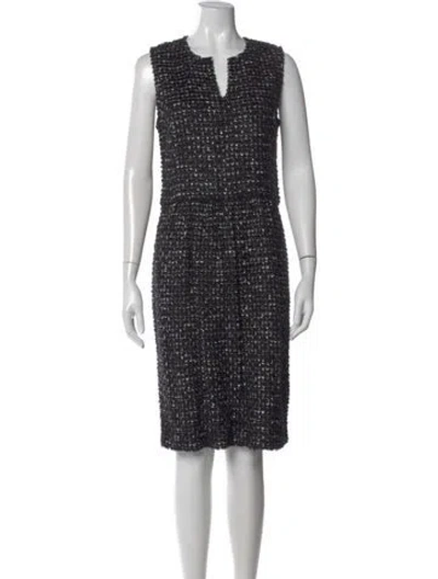 Pre-owned St. John Couture V-neck Knee-length Dress W/ Tags In Black