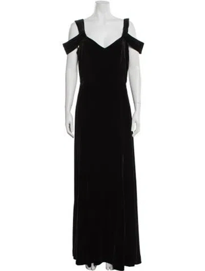 Pre-owned St. John Couture V-neck Long Dress In Black