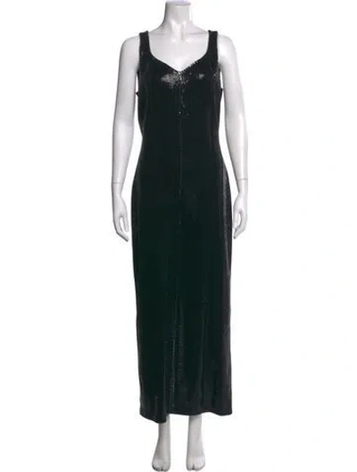 Pre-owned St. John Couture V-neck Long Dress In Black