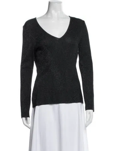 Pre-owned St. John Couture V-neck Long Sleeve Top In Blue