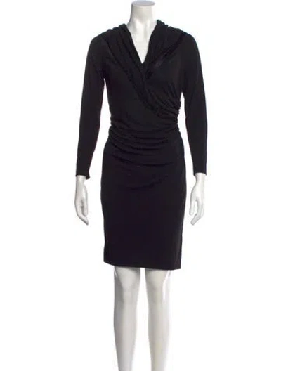 Pre-owned St. John Couture V-neck Mini Dress In Black