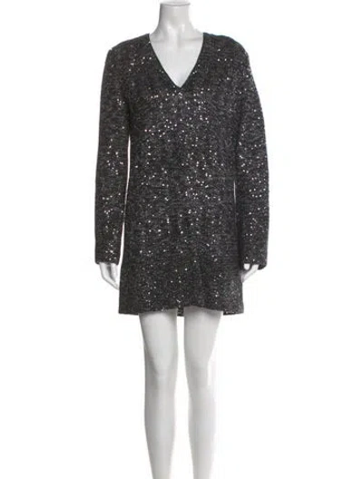 Pre-owned St. John Couture V-neck Mini Dress In Black