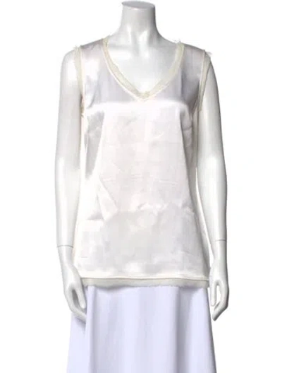 Pre-owned St. John Couture V-neck Sleeveless Top In Neutral