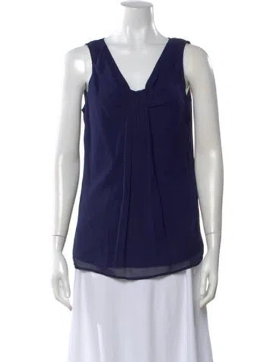 Pre-owned St. John Couture V-neck Sleeveless Top W/ Tags In Blue