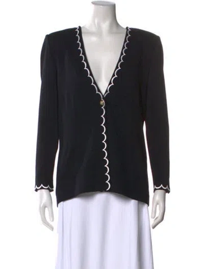 Pre-owned St. John Couture V-neck Sweater In Black