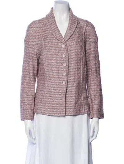 Pre-owned St. John Couture V-neck Sweater In Pink