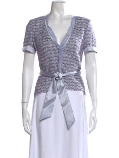 Pre-owned St. John Couture V-neck Sweater In Purple