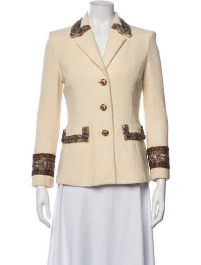 Pre-owned St. John Couture Wool Blazer In Neutral