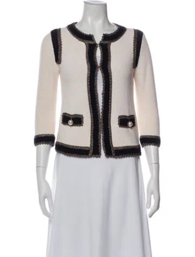 Pre-owned St. John Couture Wool Colorblock Pattern Evening Jacket In Neutral