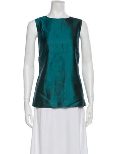 Pre-owned St. John Couture Wool Crew Neck Top In Blue