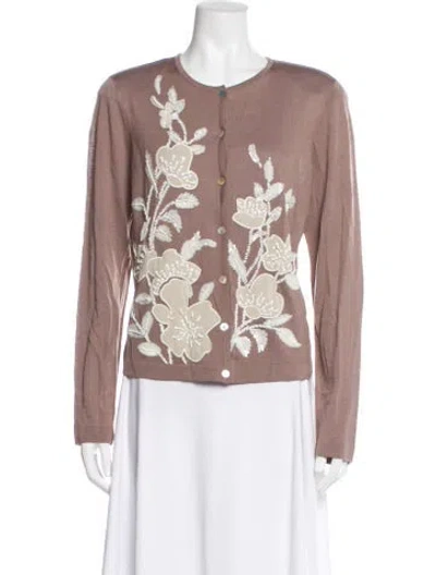 Pre-owned St. John Couture Wool Graphic Print Sweater W/ Tags In Brown