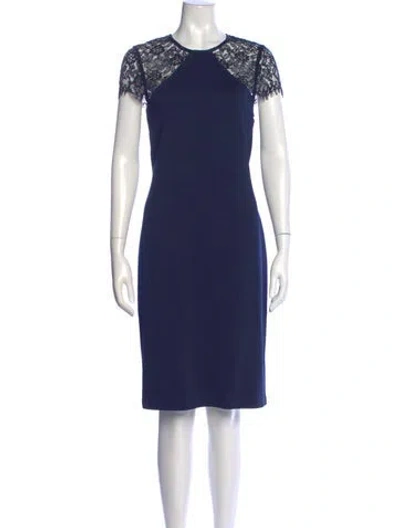 Pre-owned St. John Couture Wool Knee-length Dress In Blue