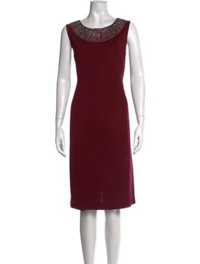 Pre-owned St. John Couture Wool Knee-length Dress In Burgundy