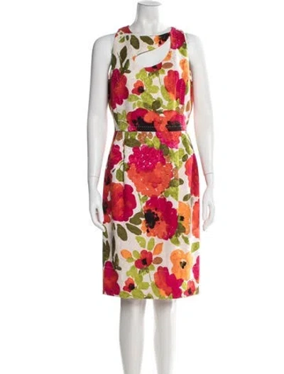 Pre-owned St. John Couture Wool Knee-length Dress In Red