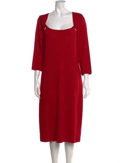 Pre-owned St. John Couture Wool Knee-length Dress In Red