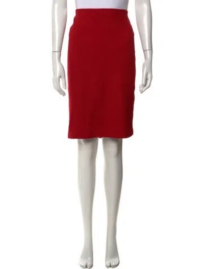 Pre-owned St. John Couture Wool Knee-length Skirt In Red