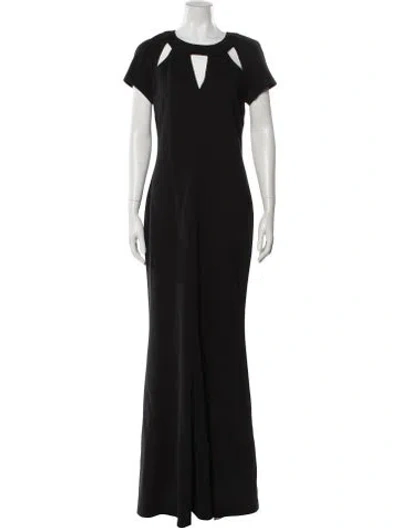 Pre-owned St. John Couture Wool Long Dress In Black