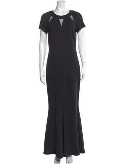 Pre-owned St. John Couture Wool Long Dress In Black