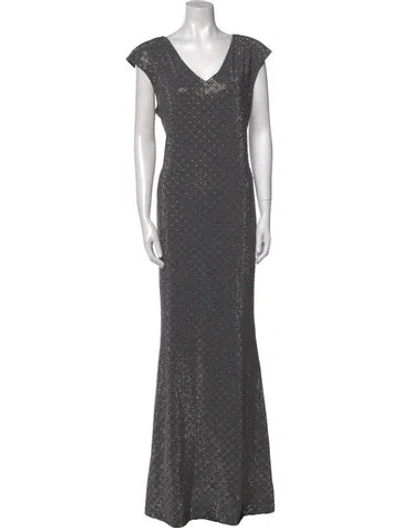 Pre-owned St. John Couture Wool Long Dress In Gray